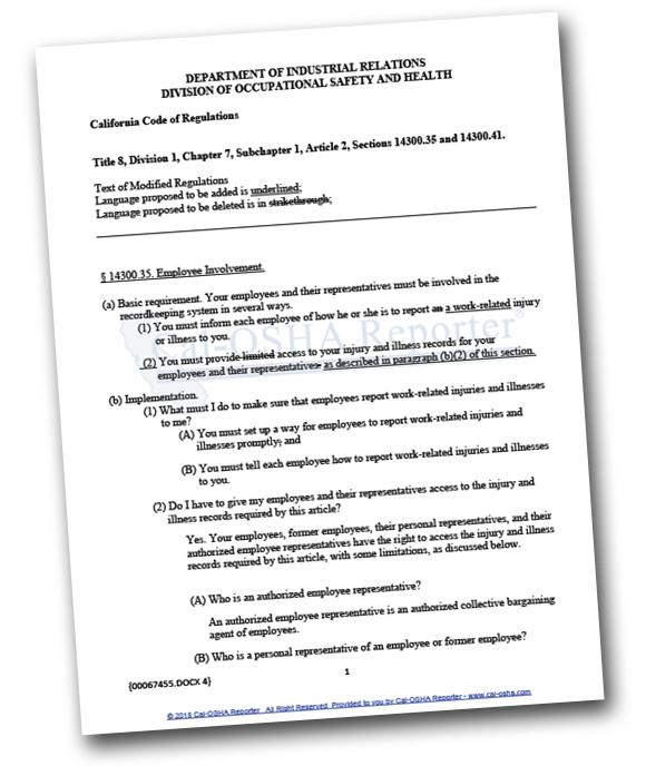 regulation CALOSHA Reporter