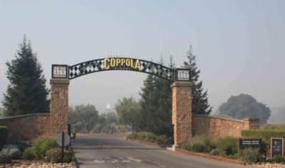 The Coppola Winery was open a few days into the fire, despite a heavy pall. Photos by Kevin Thompson