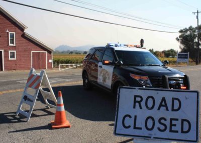 The town of Geyserville was the first of many evacuations in Sonoma County, where 40% of residents were ordered to leave their homes. Photos by Kevin Thompson